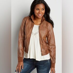 Maurices Tan Leather Jacket for Women